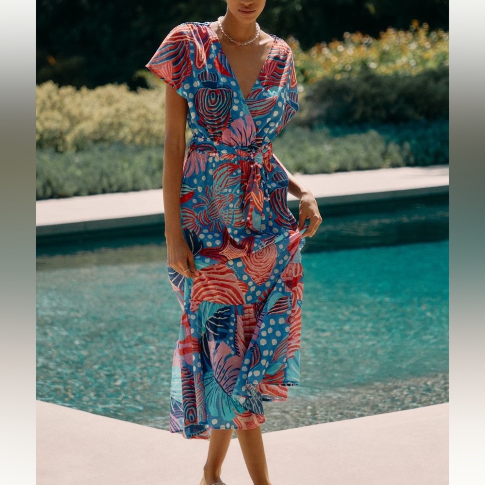 New FARM Rio Ocean Life Wrap Dress - Picture 3 of 5